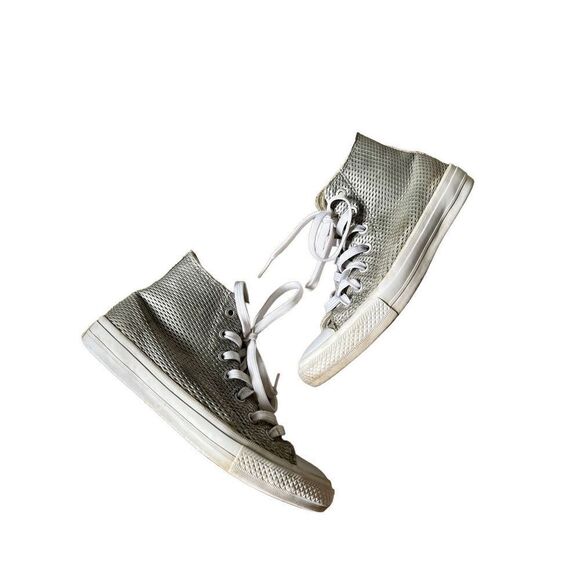 Converse Chuck Taylor 2 Hi Perforated Metallic Silver Women’s Size 8 - Picture 1 of 11